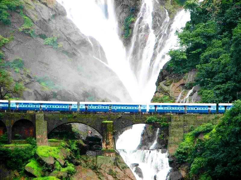 Dudhsagar falls in Goa Via Train